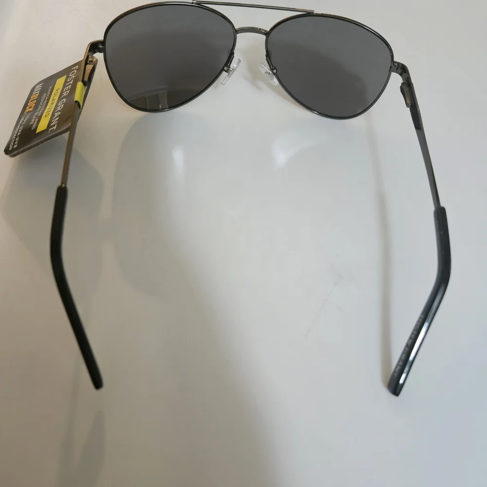 Foster Grant Polarized Gunmetal Aviator Blue Lense Sunglasses Maxblock New